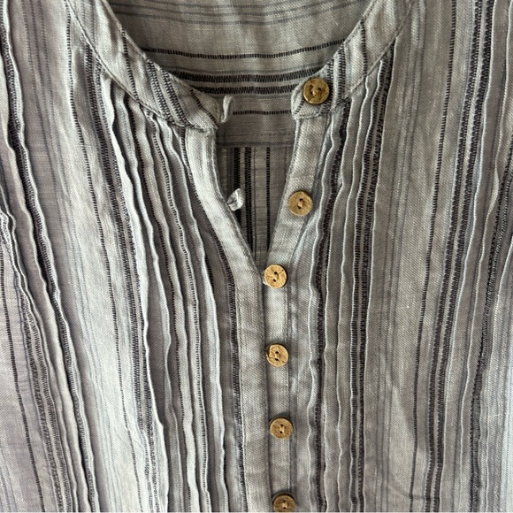 Faherty Isha 100% Linen Dress Women’s Sz M Blue Striped Sleeveless Beach Summer - Picture 7 of 11